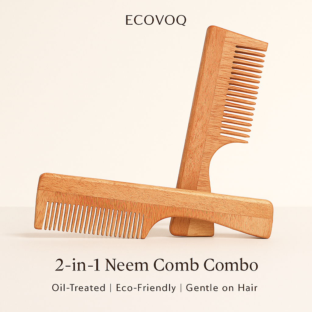 Oil Treated Handle Neem Comb (Pack of 2) Combo