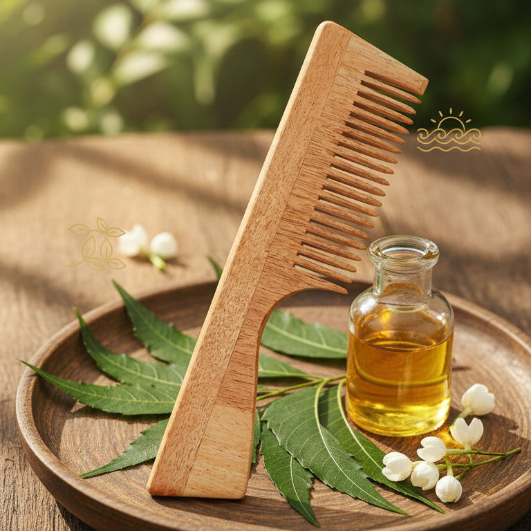 Oil Treated Handle Neem Comb (Pack of 1)