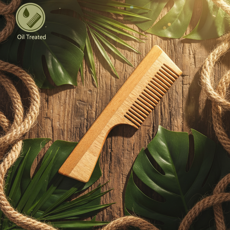 Oil Treated Handle Neem Comb (Pack of 1)